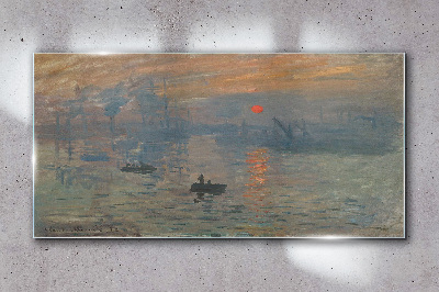 Bild auf glas Sonnenuntergang über dem Hafen