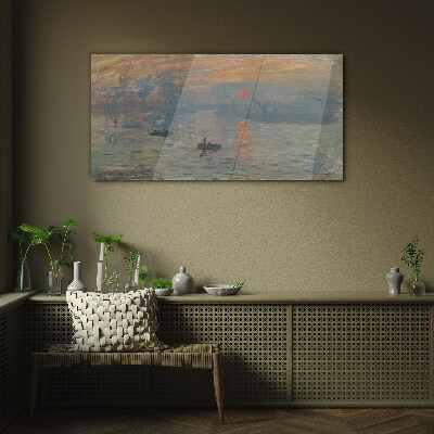 Bild auf glas Sonnenuntergang über dem Hafen