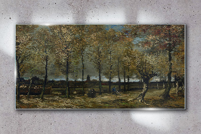 Glasbild Gasse mit Pappeln Van Gogh