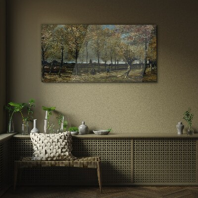 Glasbild Herbstspaziergang im Park