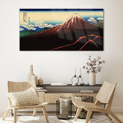 Glasbild Der Fuji bei Frühlingswetter