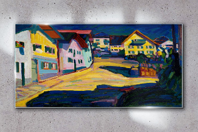 Glasbild Bunte Landschaft bei Nacht