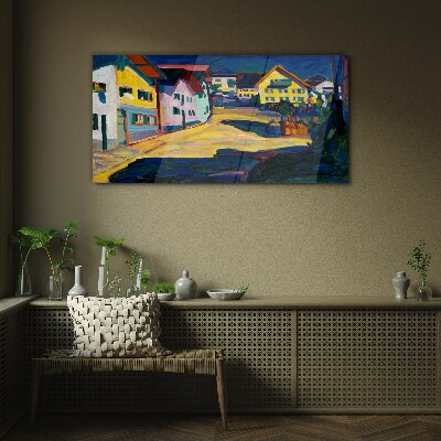 Glasbild Bunte Landschaft bei Nacht