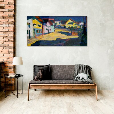 Glasbild Bunte Landschaft bei Nacht