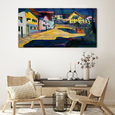 Glasbild Bunte Landschaft bei Nacht