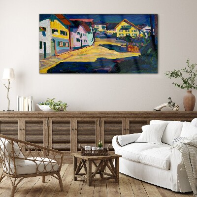 Glasbild Bunte Landschaft bei Nacht