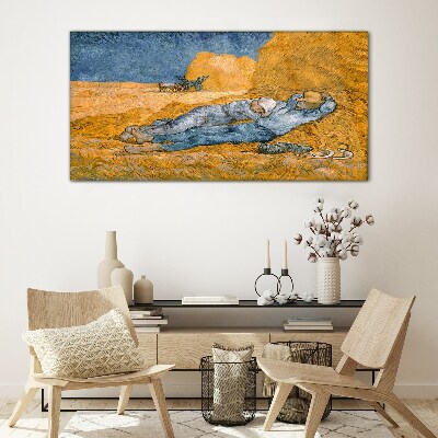 Glasbild Ruhen zwischen den goldenen Feldern