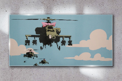 Bild auf glas drucken Banksy-Helikopter
