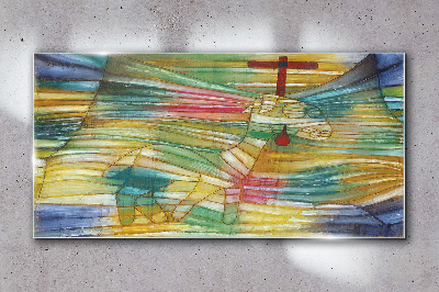 Glasbild Tier in einer farbenfrohen Landschaft