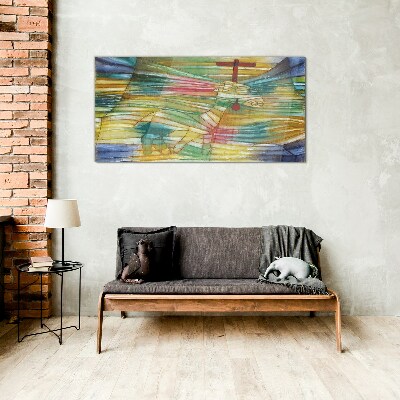 Glasbild Tier in einer farbenfrohen Landschaft