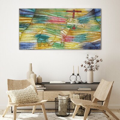 Glasbild Tier in einer farbenfrohen Landschaft