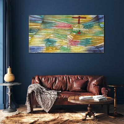 Glasbild Tier in einer farbenfrohen Landschaft