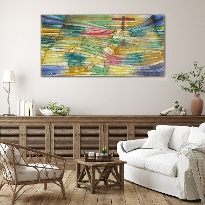 Glasbild Tier in einer farbenfrohen Landschaft