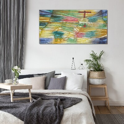 Glasbild Tier in einer farbenfrohen Landschaft
