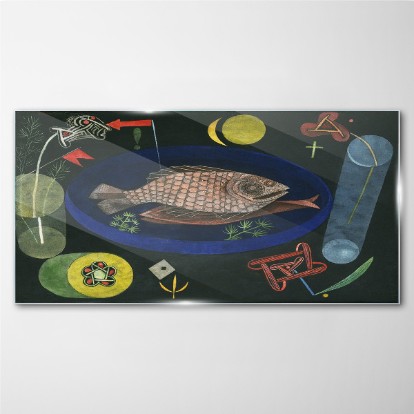 Bild auf glas Fisch in einer blauen Schüssel