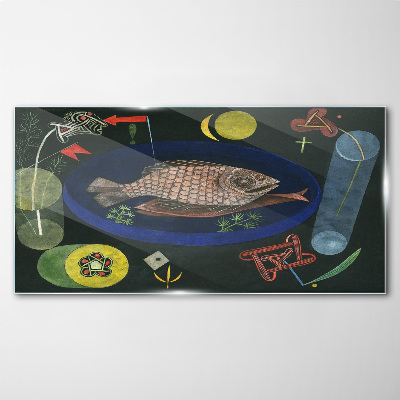 Bild auf glas Fisch in einer blauen Schüssel