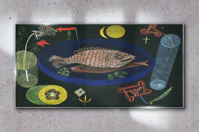 Bild auf glas Fisch in einer blauen Schüssel