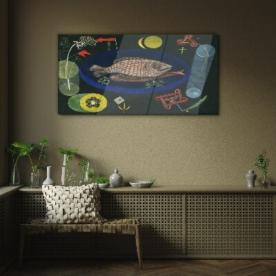 Bild auf glas Fisch in einer blauen Schüssel