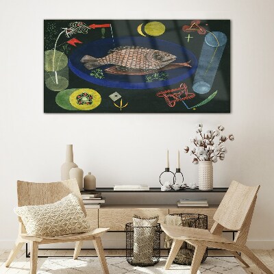 Bild auf glas Fisch in einer blauen Schüssel