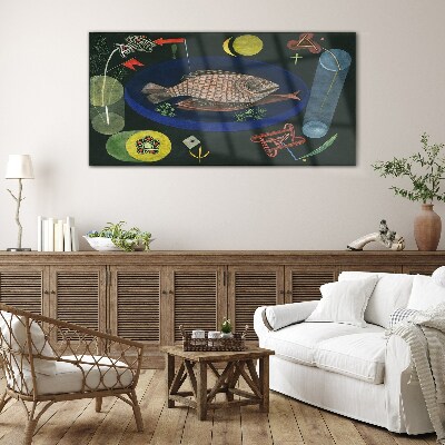 Bild auf glas Fisch in einer blauen Schüssel