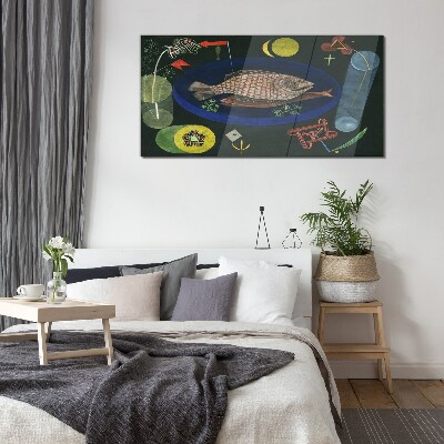 Bild auf glas Fisch in einer blauen Schüssel