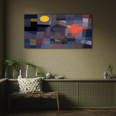 Glasbild Abstrakte Komposition mit der Sonne