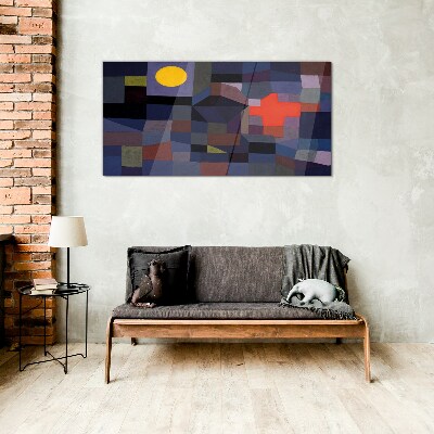 Glasbild Abstrakte Komposition mit der Sonne