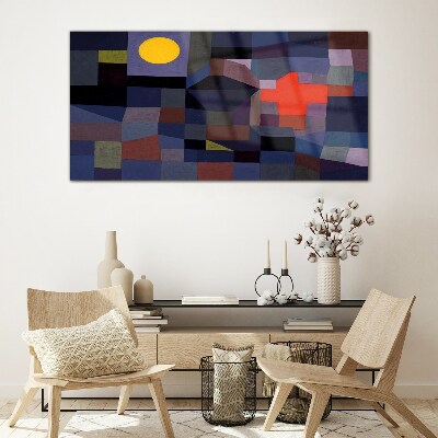 Glasbild Abstrakte Komposition mit der Sonne