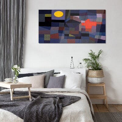 Glasbild Abstrakte Komposition mit der Sonne