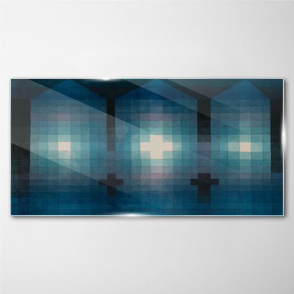 Glasbild 3D-Licht in Blautönen