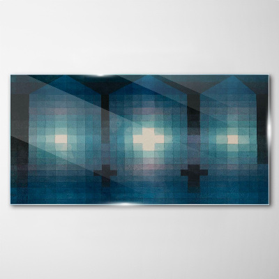 Glasbild 3D-Licht in Blautönen