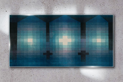 Glasbild 3D-Licht in Blautönen