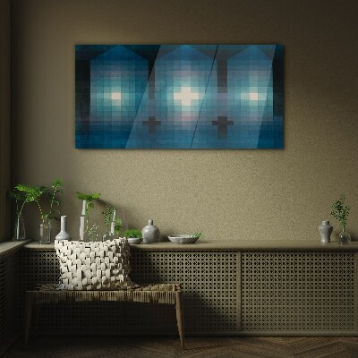 Glasbild 3D-Licht in Blautönen