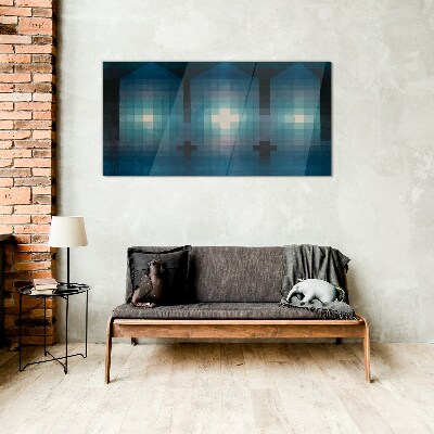 Glasbild 3D-Licht in Blautönen