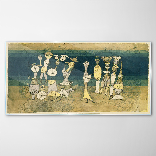 Foto auf glas Figurative Figuren auf abstraktem Hintergrund
