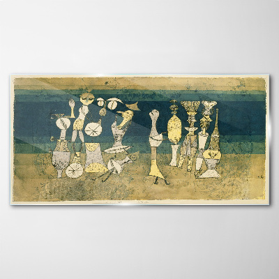 Foto auf glas Figurative Figuren auf abstraktem Hintergrund