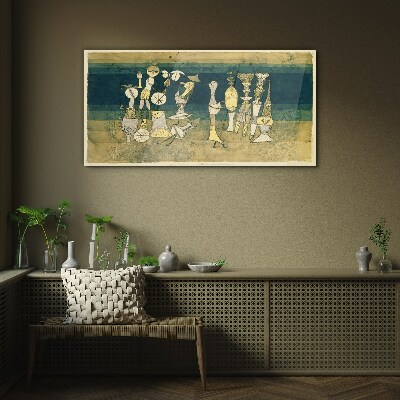 Foto auf glas Figurative Figuren auf abstraktem Hintergrund