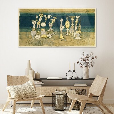Foto auf glas Figurative Figuren auf abstraktem Hintergrund