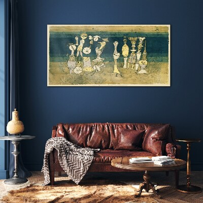 Foto auf glas Figurative Figuren auf abstraktem Hintergrund