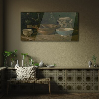 Glas bild Stillleben mit Gefäßen