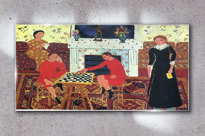 Bild aus glas Eine Partie Schach in einem farbenfrohen Interieur