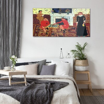 Bild aus glas Eine Partie Schach in einem farbenfrohen Interieur