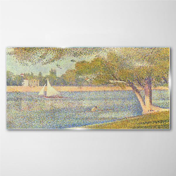 Glasbild Segel auf ruhigem Wasser