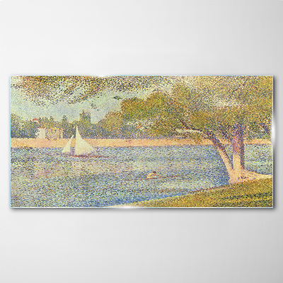 Glasbild Segel auf ruhigem Wasser