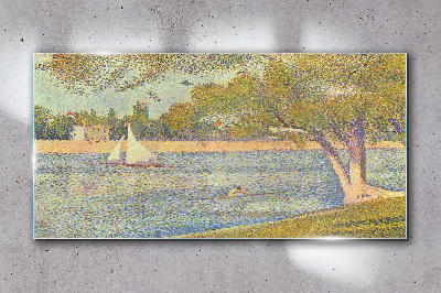 Glasbild Segel auf ruhigem Wasser