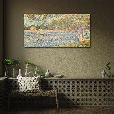 Glasbild Segel auf ruhigem Wasser