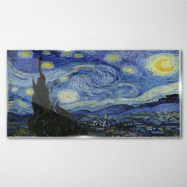 Glasbild Sternennacht über der Rhone