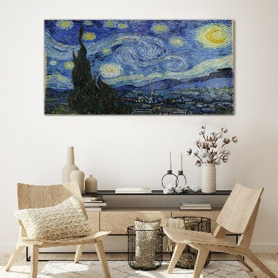 Glasbild Haus der Provence Van Gogh