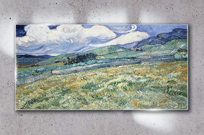 Bild auf glas Eine Welle aus Grün und Himmel