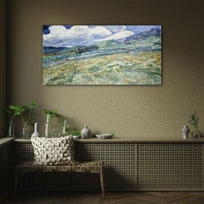 Bild auf glas Eine Welle aus Grün und Himmel